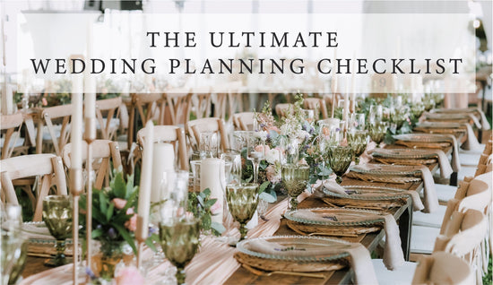 The Ultimate Wedding Planning Checklist banner with wedding reception setting