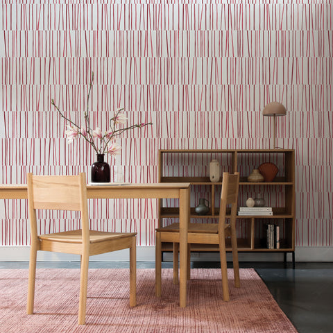Bobby Berks Tonal Shift Red wallpaper on the wall of a dining room