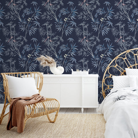 Bamboo chinoiserie peel and stick wallpaper