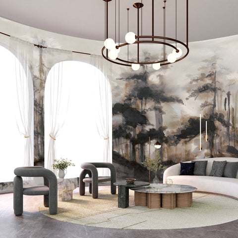 Forest Reserve wall mural in a living room