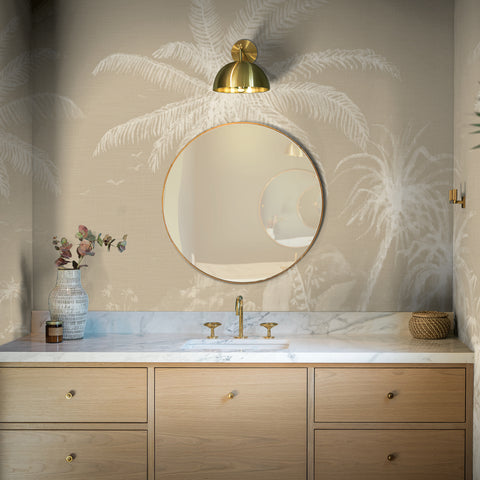 Grand Palm custom wall mural in a bathroom