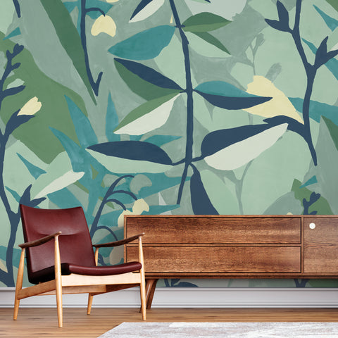 Garden Party Wall Mural in a living room