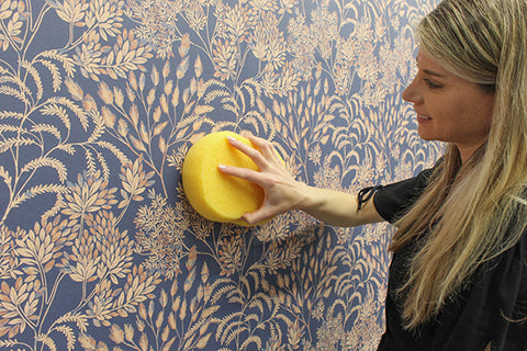Step 9 Unpasted Wallpaper Application: wipe your walls with a sponge