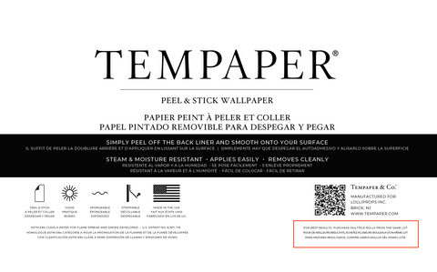 Tempaper product label