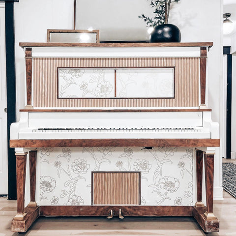 Peonies wallpaper on a piano by @eyeinthedetail