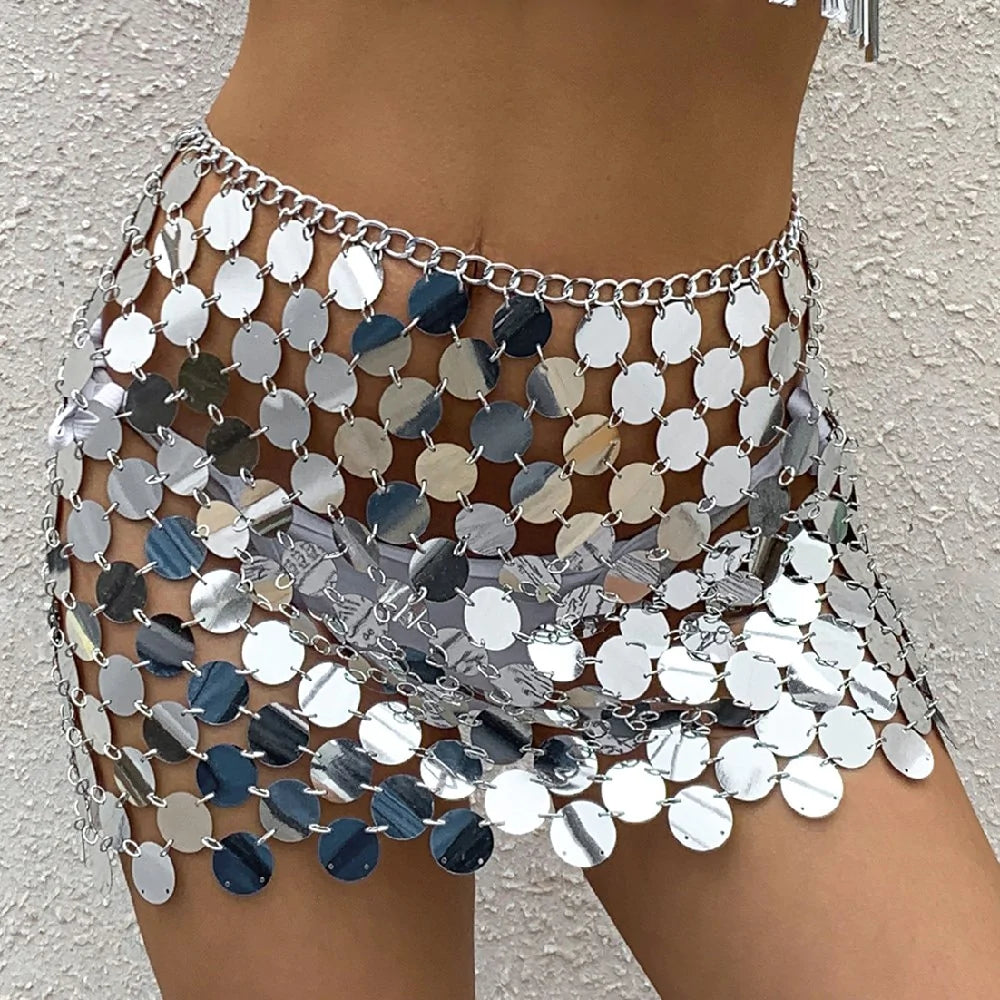 Sexy Short Sequins Top Halter Bra Chain for Female Girl Bikini Beach Masquerade Stage Show Body Chain Festival Jewelry Gift 2023