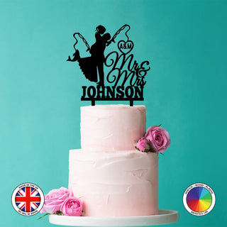 Personalized Fishing Mr & Mrs Cake Topper Fishing Wedding Cake