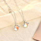 Silver firefly colorful moonstone necklace