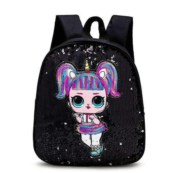 Women's Backpack Sequins Cartoon Pattern Large Capacity Casual Zipper Backpack
