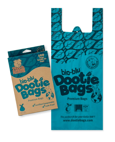 Bio-Blu Compostable Dootie Bags. 100% Certified dog pet waste poop bags.