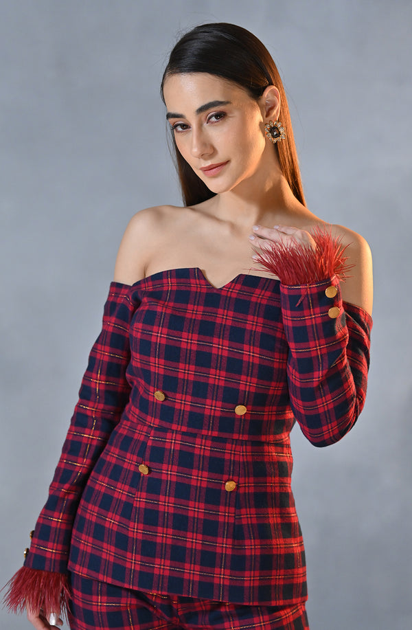 Red Blue Winter Check Co- Ord Set – Ombrello Clothing