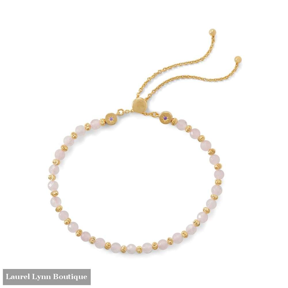 18 Karat Gold Plated Faceted Rose Quartz Bolo Bracelet - Liliana Skye - Blairs Jewelry & Gifts