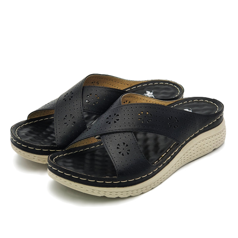 polo hill lightweight cross strap wedge sandals