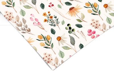 Boho Floral Contact Paper, Peel And Stick Wallpaper, Removable Wallpaper, Shelf Liner, Drawer Liner
