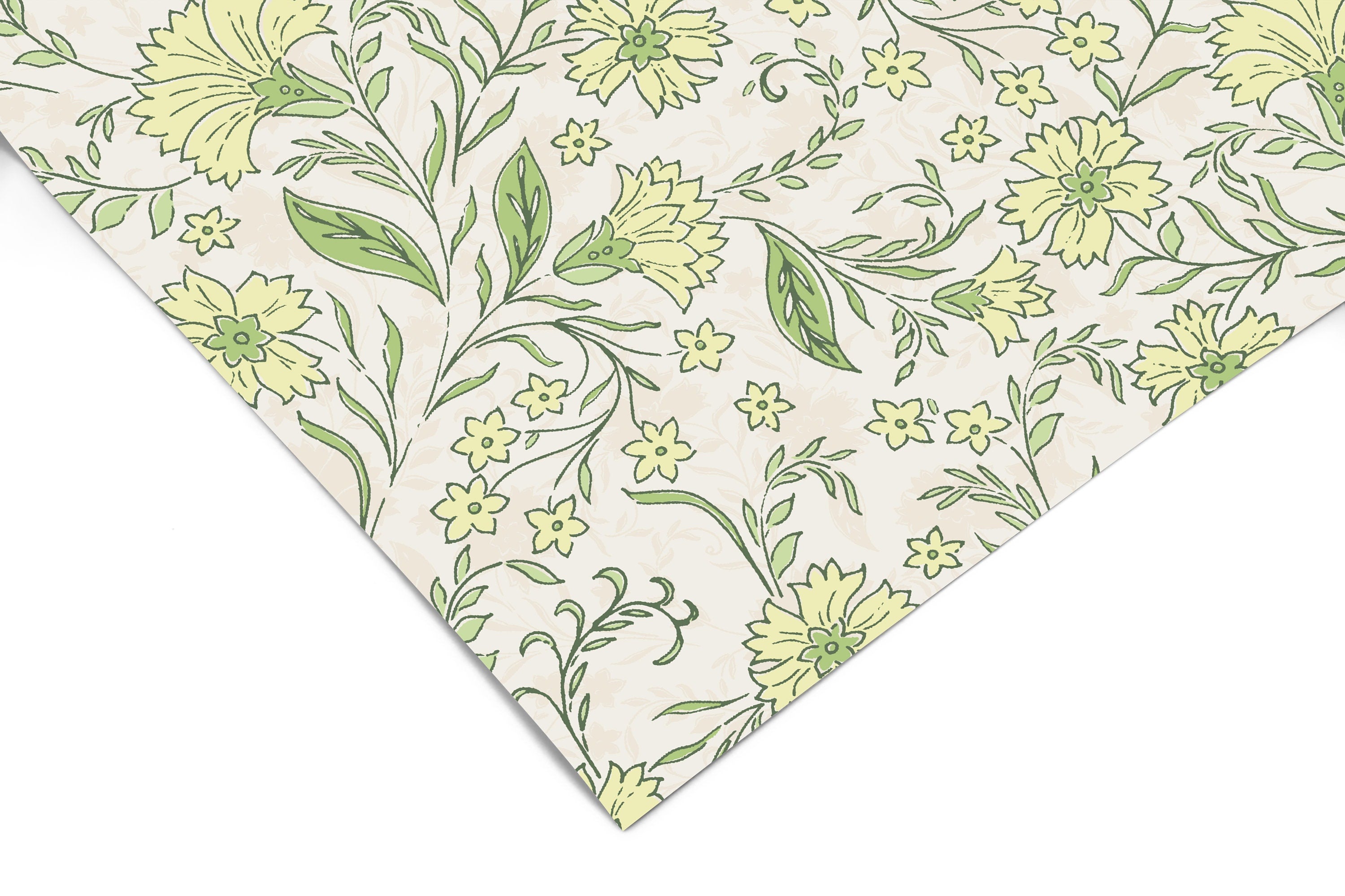 Vintage Yellow Floral Contact Paper | Peel And Stick Wallpaper | Removable Wallpaper | Shelf Liner | Drawer Liner Peel and Stick Paper 1137