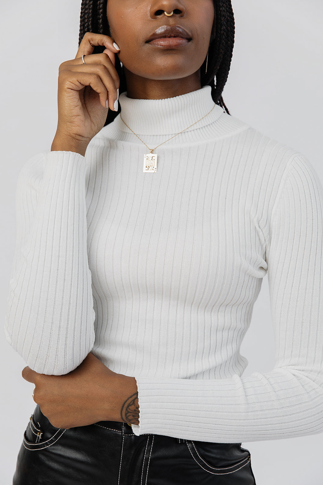 cream long sleeve turtleneck bodysuit