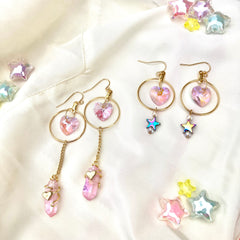 infinite self love pink crystal heart healing energy earrings jewelry