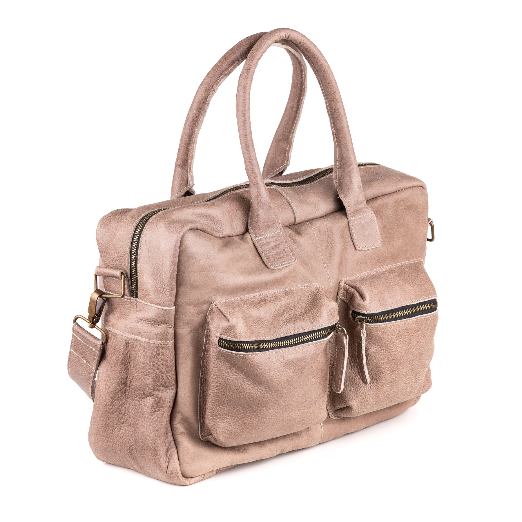 Breda Leren Laptoptas 17 Inch Taupe - Leder