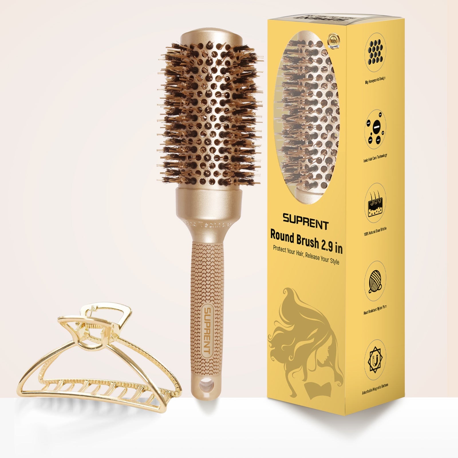 natural boar bristle round brush