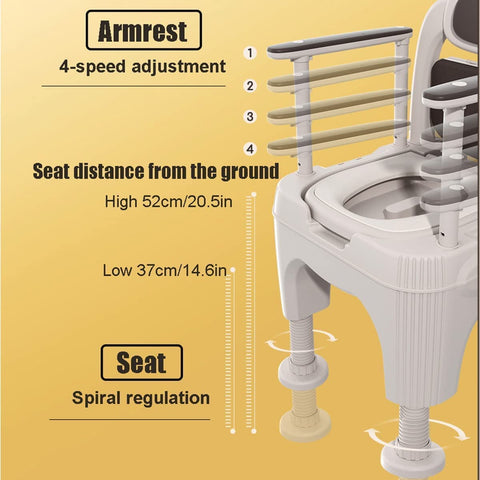 Bedside Commode Chair Portable Toilet With Adjustable Height