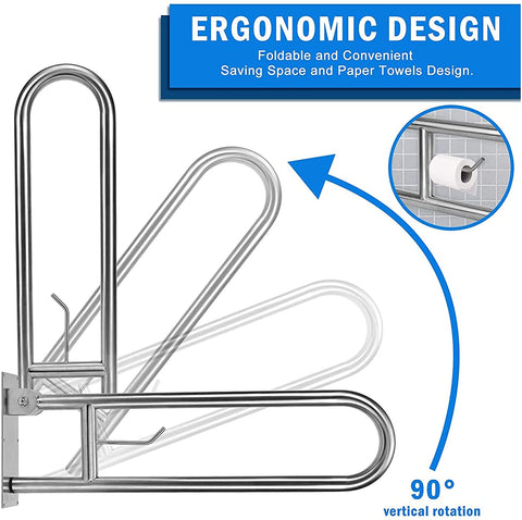 Handicap Grab Bars Rails Foldable Toilet Flip Up Arm Rails