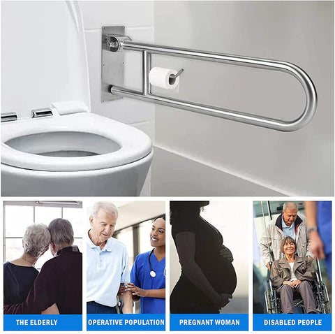 Handicap Grab Bars Rails Foldable Toilet Flip Up Arm Rails