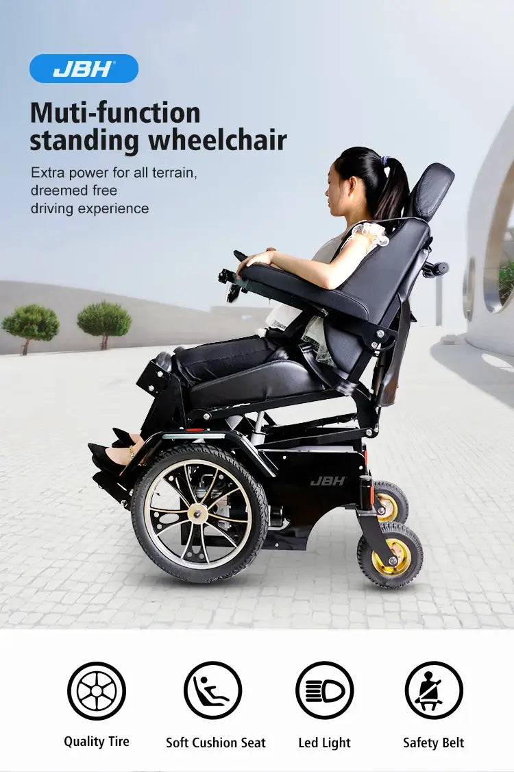 Handicapped stair climbing electric standing wheelchair with joystick controller