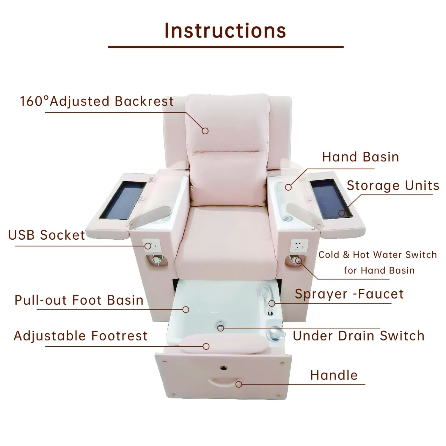 Pedicure Foot Spa Chair I Salon Chair with Tub Drawer