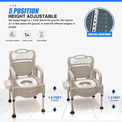 Portable Home Bedside Commode Chair I Adult Potty Chair for