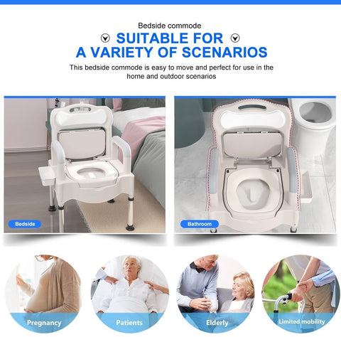 Portable Home Bedside Commode Chair I Adult Potty Chair for