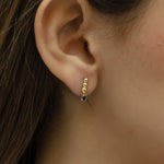 PEAR COLOURED STONE BEADS STUD GOLD EARRING