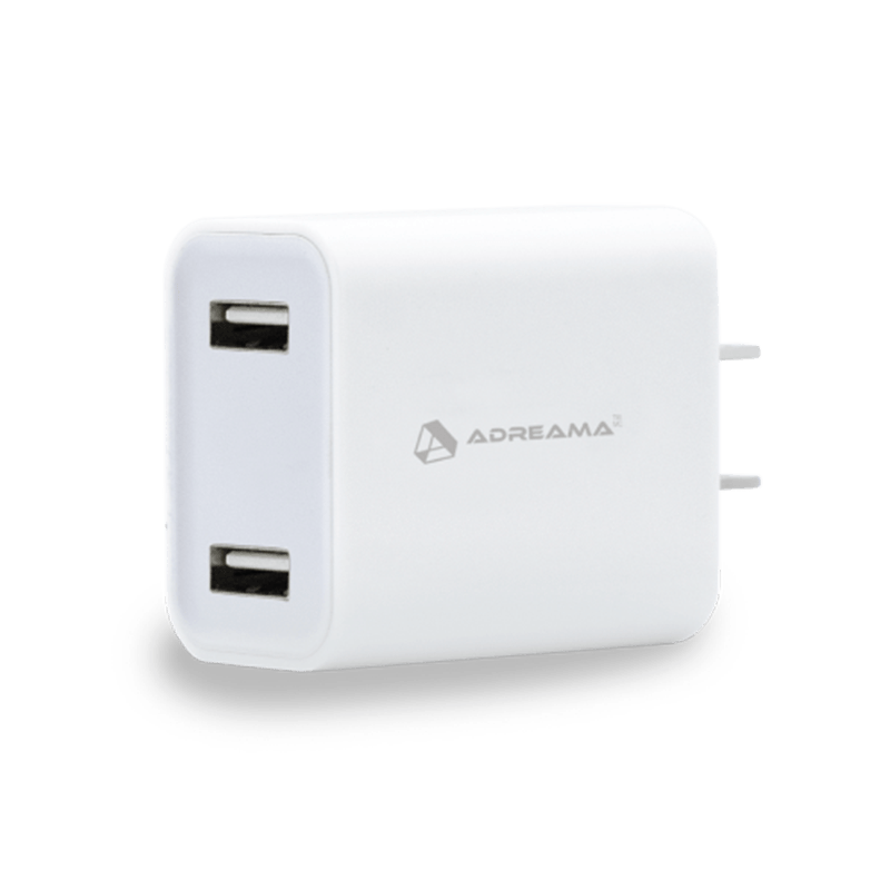 Fast Wall Charger with 2 USB-A ports - White