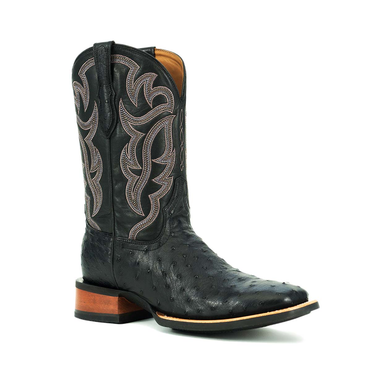 Black ostrich hot sale skin boots