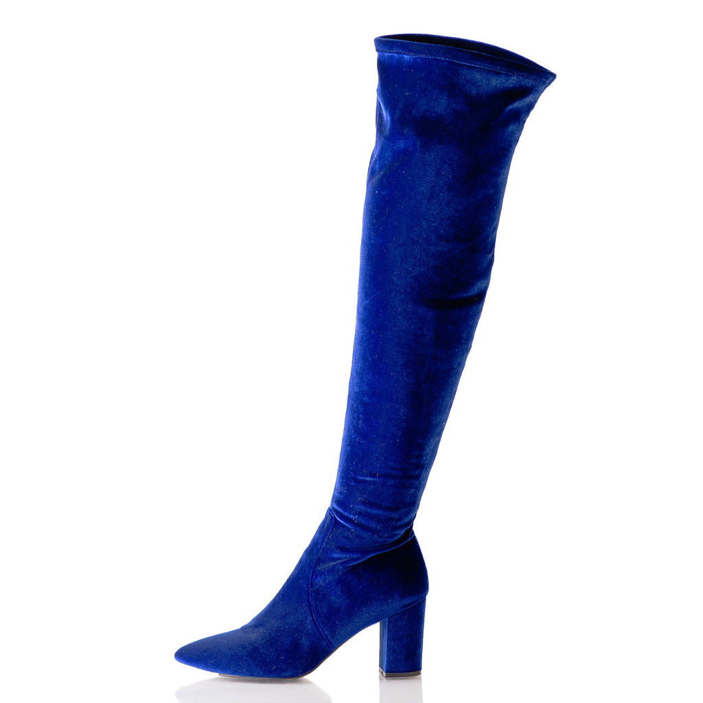 blue high knee boots