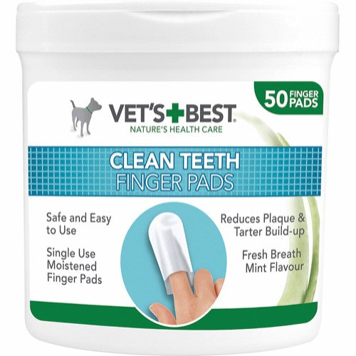 Se VETS BEST Clean Teeth Fingerdut til tandpleje hos Petnet - kvalitets dyreartikler