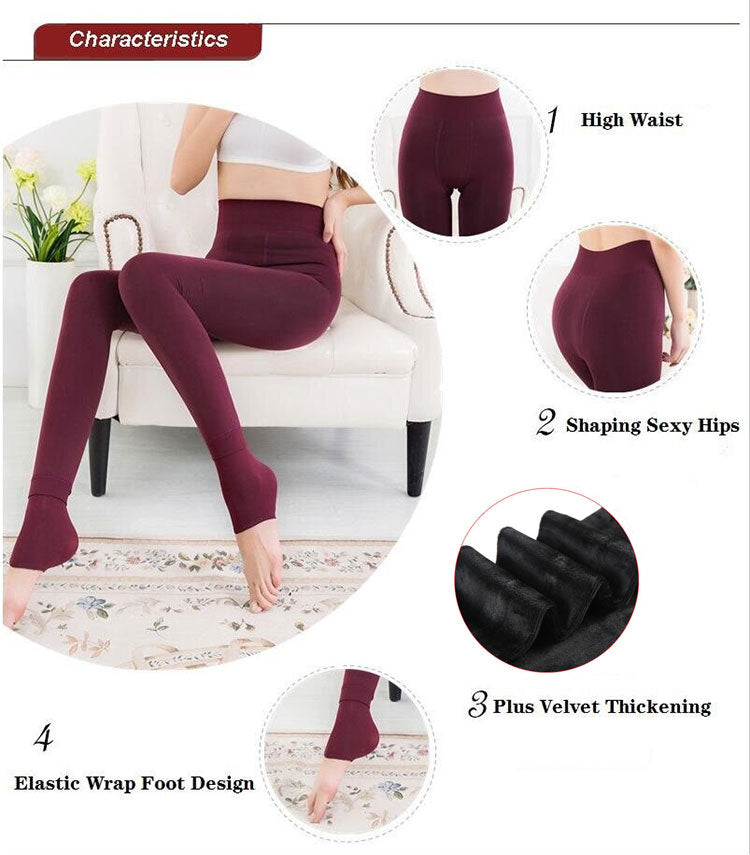 Women Fleece Lined Tights Leggings Thermal Fake Translucent