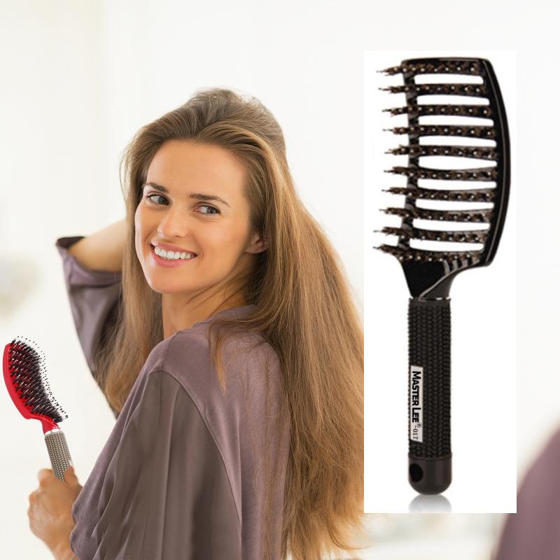 Soft Boar Bristle Hair Brush Curved Vented Detangling Pin Massager Com Wise Living 0188