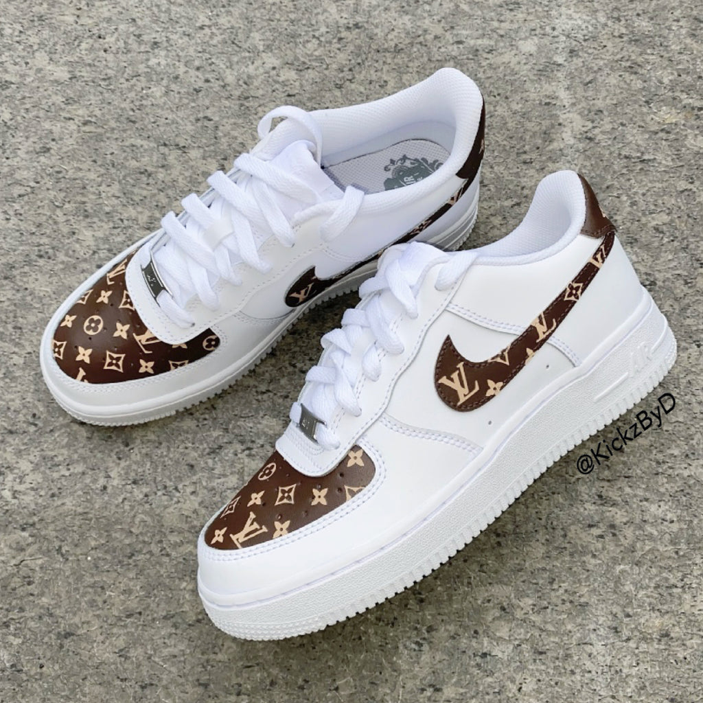 Brown LV Swoosh AF 1's – Kickz By D