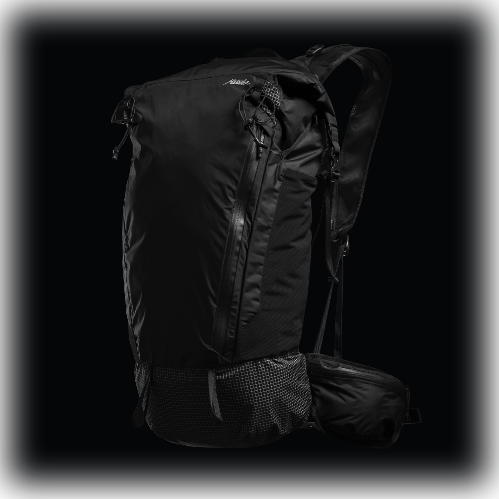 Backpack on black background