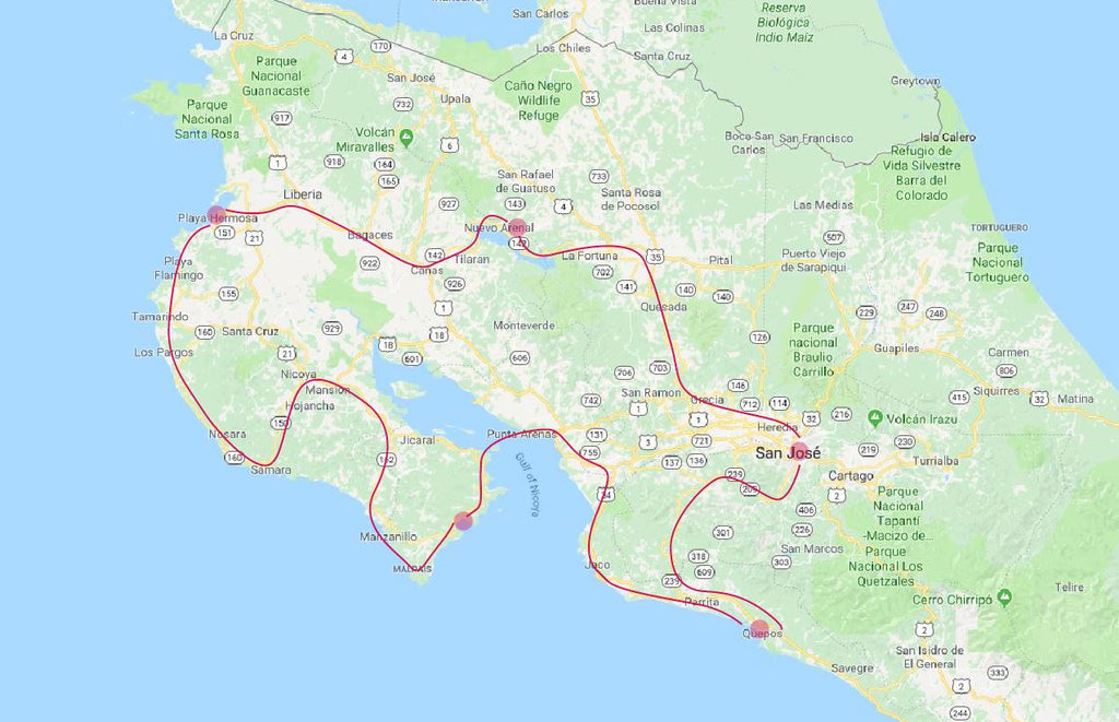 costa rica road trip itinerary