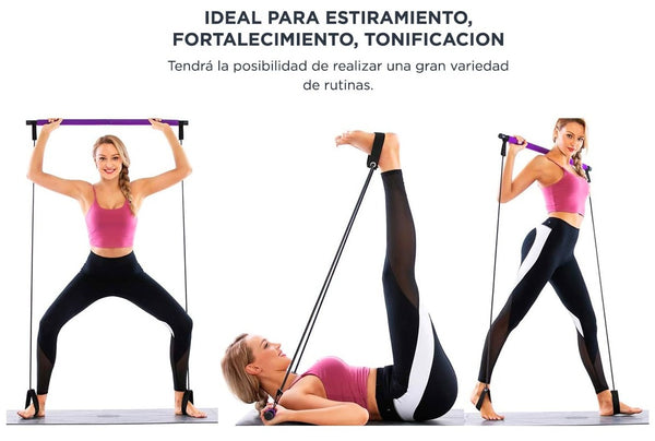 Kit Barra Pilates Portátil Con Bandas Elásticas Fitness Yoga