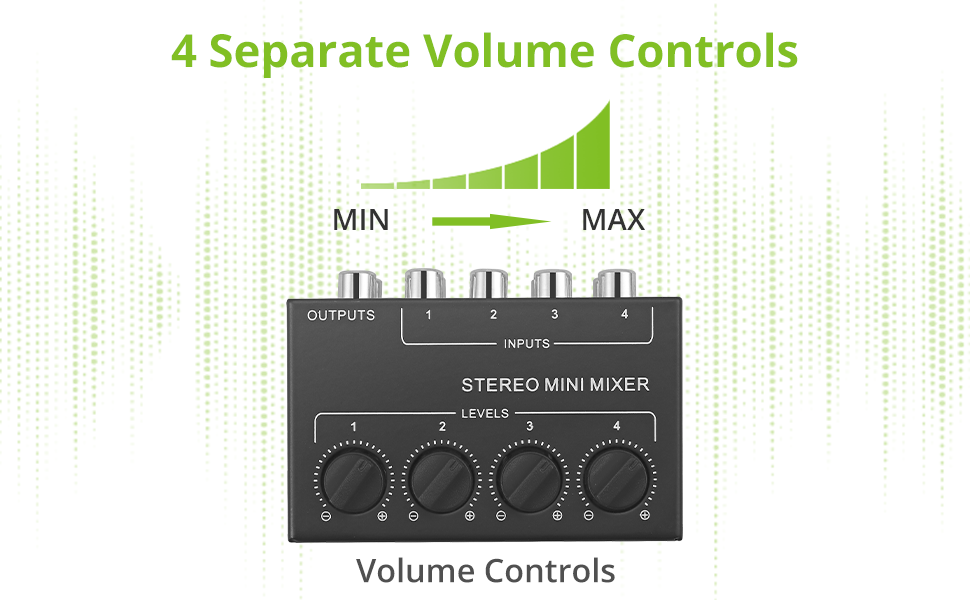 LiNKFOR 4 Channel Stereo Audio Mixer