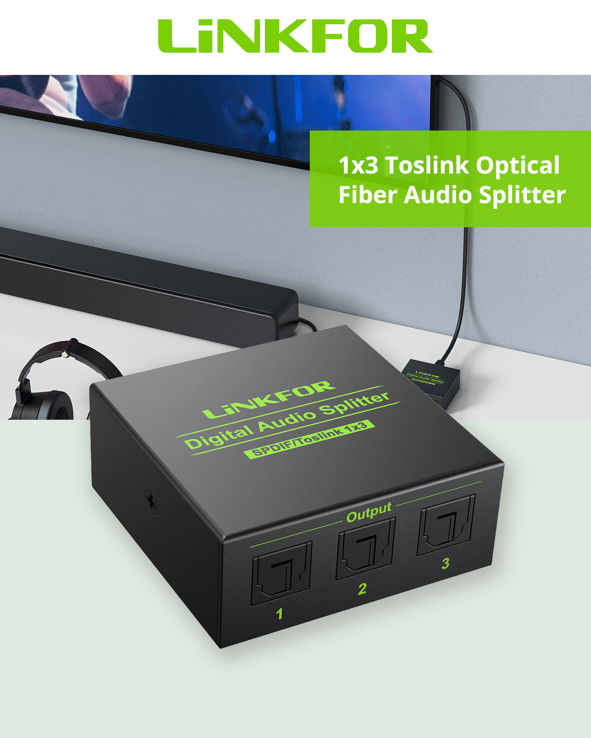 GENERICO Splitter Cable Optico Audio Digital Fibra 1x2 Toslink