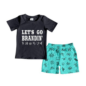 BSSO0196 pre-order toddler boy clothes let's go brandin black summer outfits