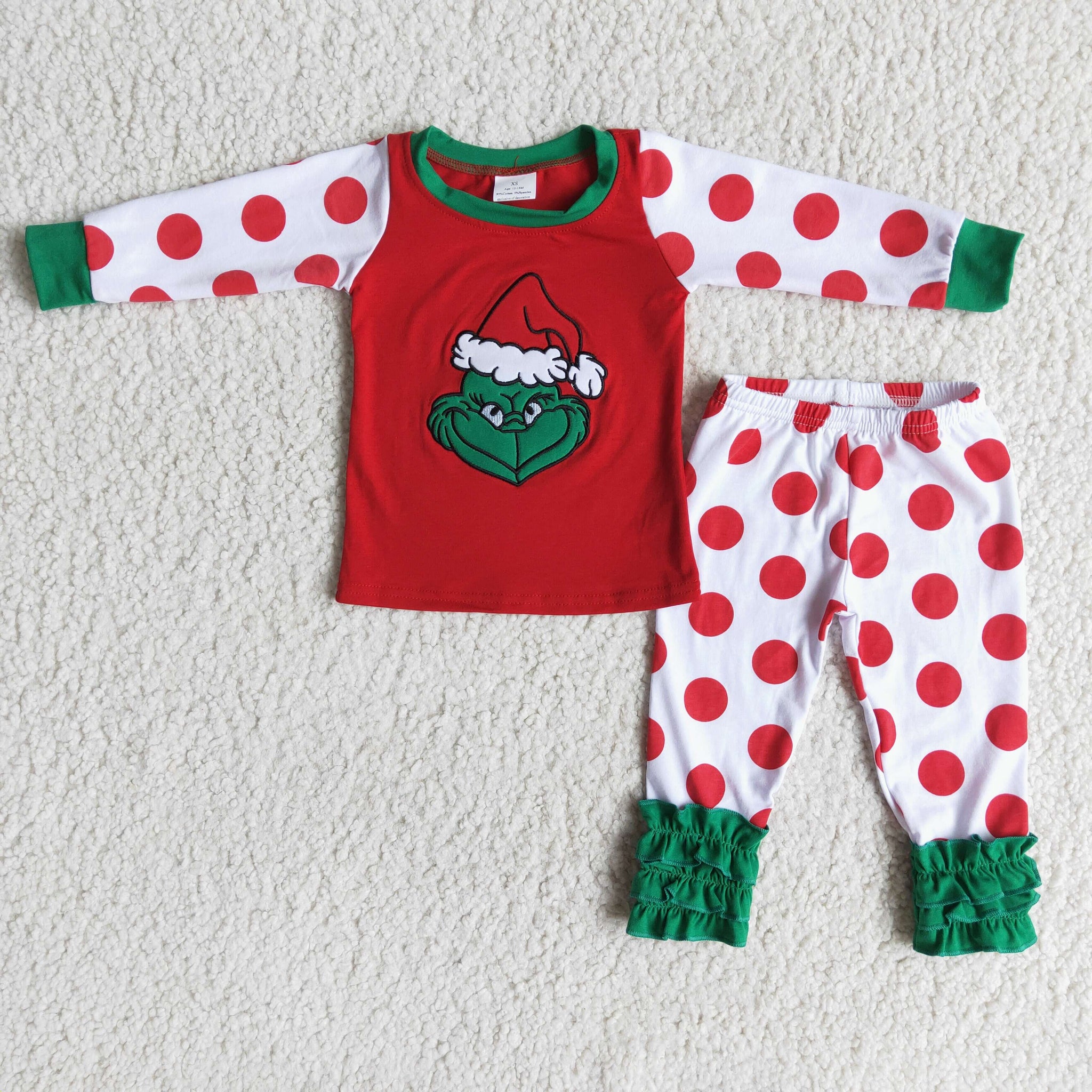 6 A0-5 baby girl clothes dot cartoon christmas pajamas set