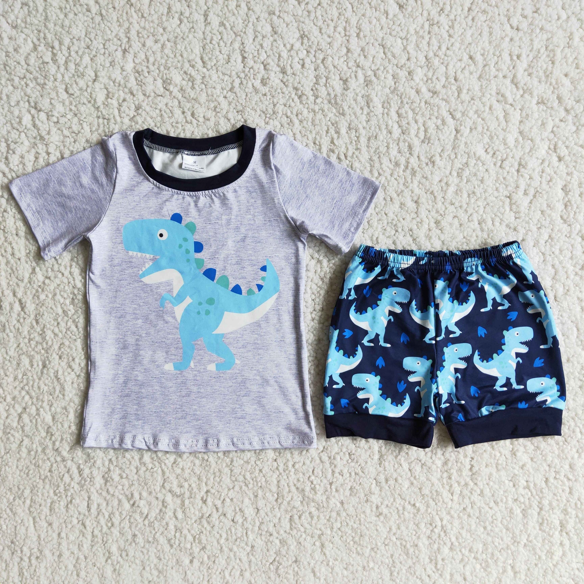 Boy Clothes Summer Dinosaur Grey Short Sleeve Set Sue Lucky Kids   S 290 1024x1024@2x 