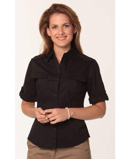 Benchmark Corporate Wear Black / 6 BENCHMARK Women's Short Sleeve Military Shirt M8911