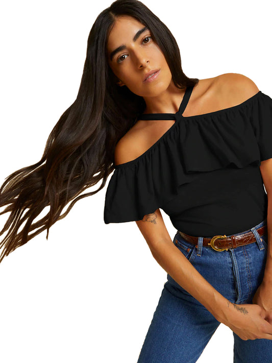 NATION LTD Noella Ruffle One Shoulder Top