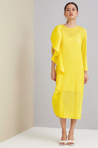 Serena Ruffle Dress - Lemon Yellow