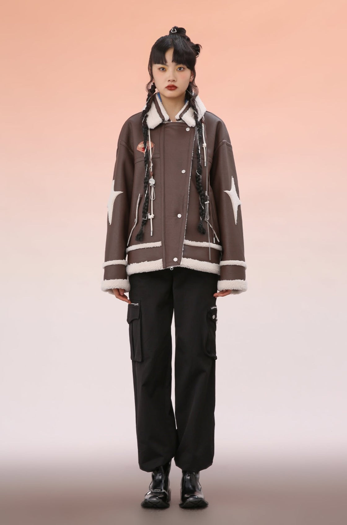 Mukzin | Asymmetric Fluffy Leather Jacket – Fangyan